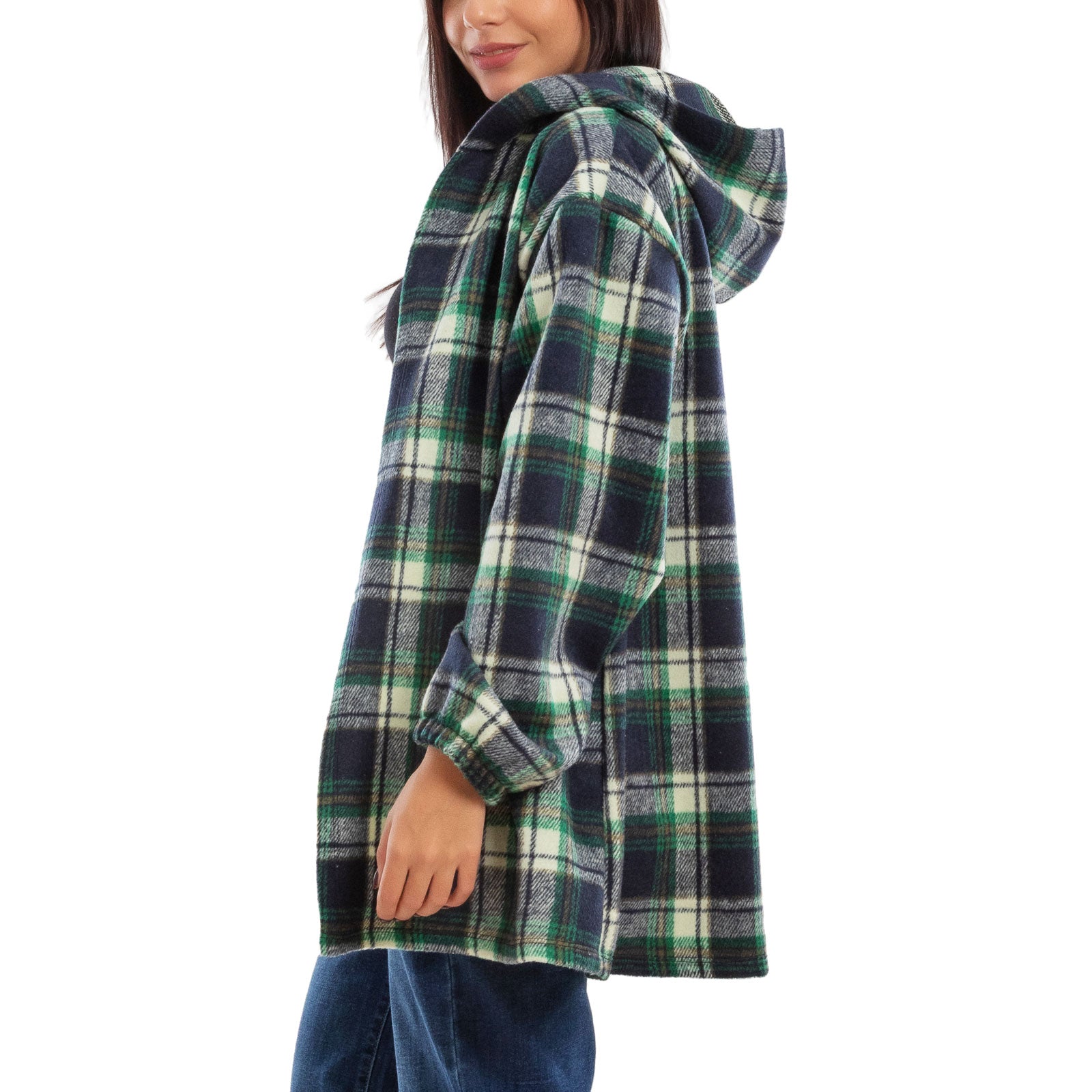 toocool giacca donna blazer felpa cardigan flanella cappuccio scozzese quadri toocool vi 5790 nero sl