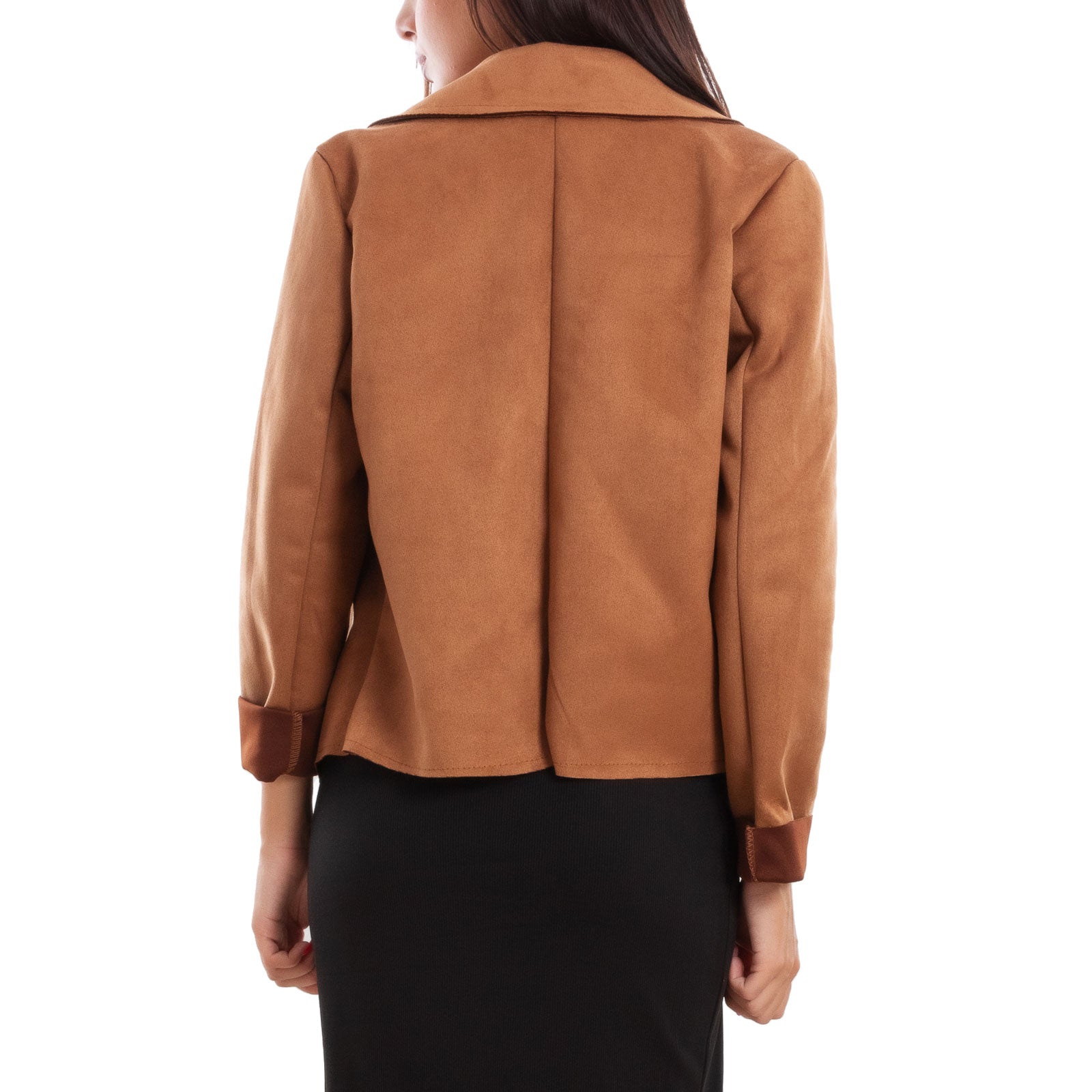 Giacca Donna In Scamosciato Sintetico - Blazer Coprispalle Senza Chiusura - Foto 7