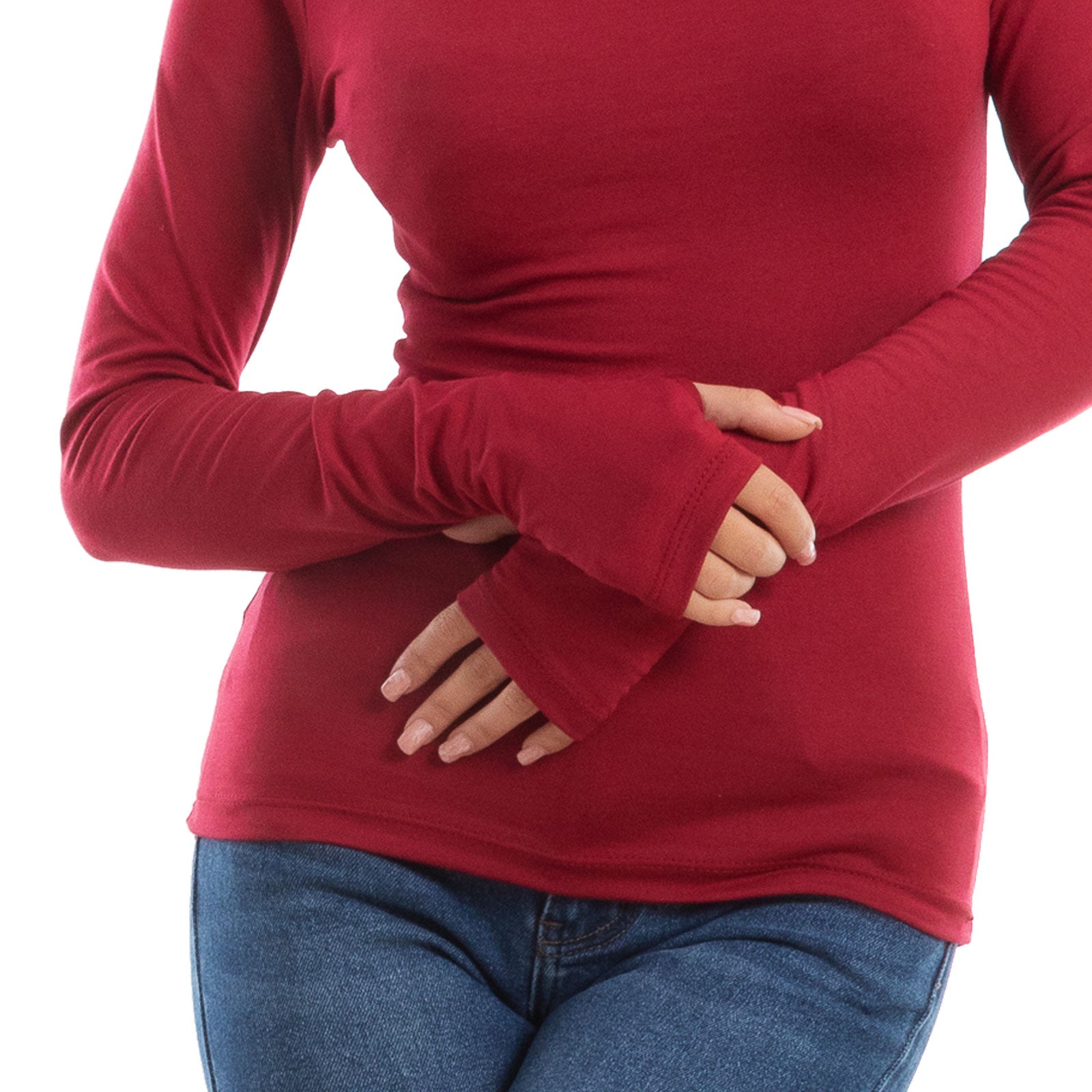 toocool maglia donna blusa maniche lunghe foro per pollice vi 5255