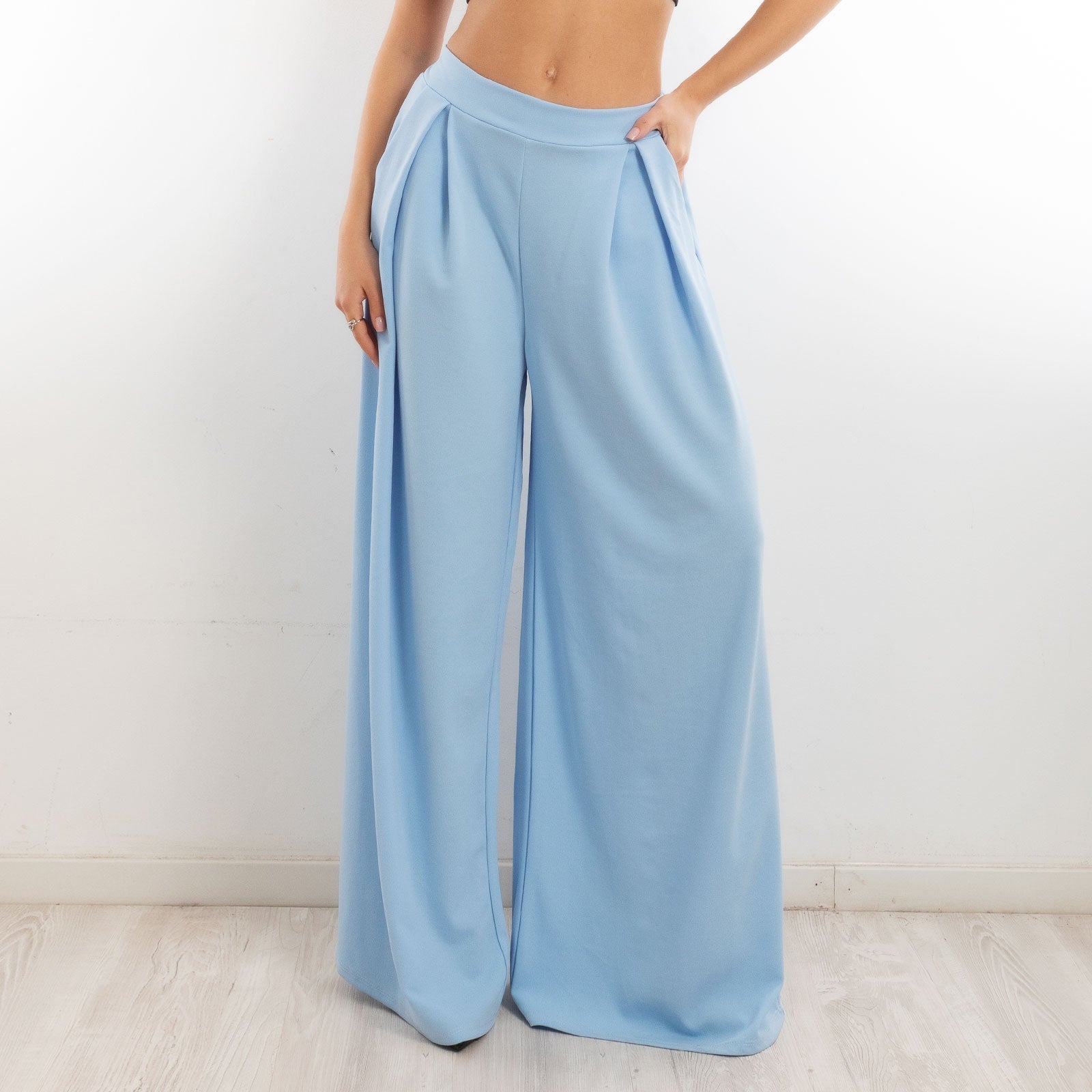 toocool pantaloni donna palazzo pinces eleganti ampi larghi con tasche toocool ms 6934 nero sl