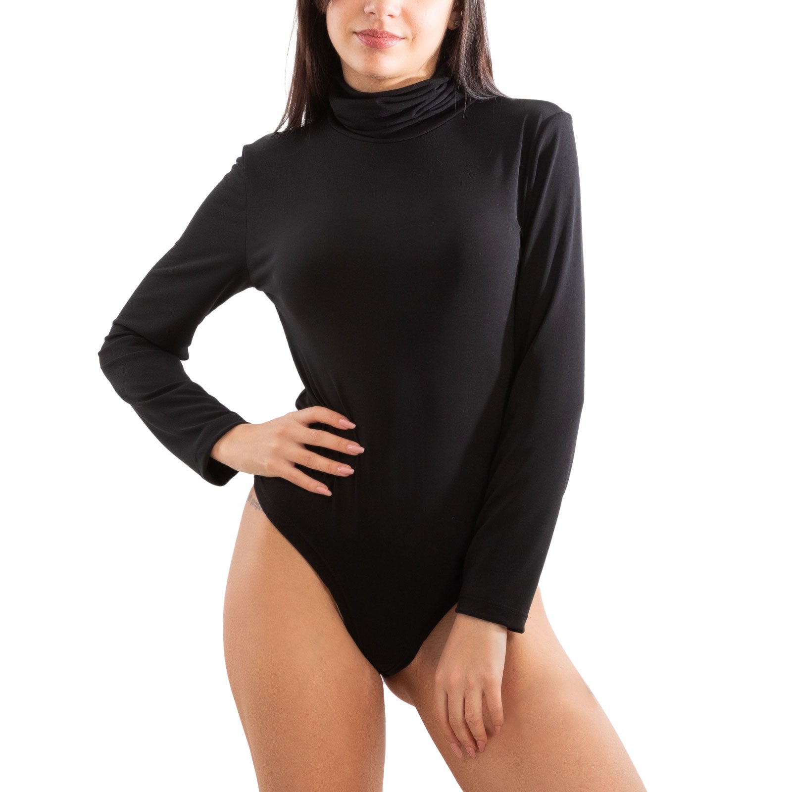 toocool body donna maniche lunghe collo alto bodysuit elasticizzato vi 5347