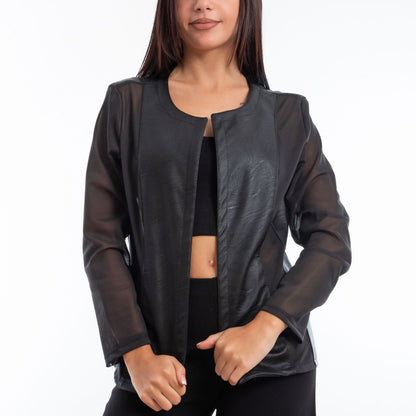 toocool giacca pelle sintetica donna velata elegante g987