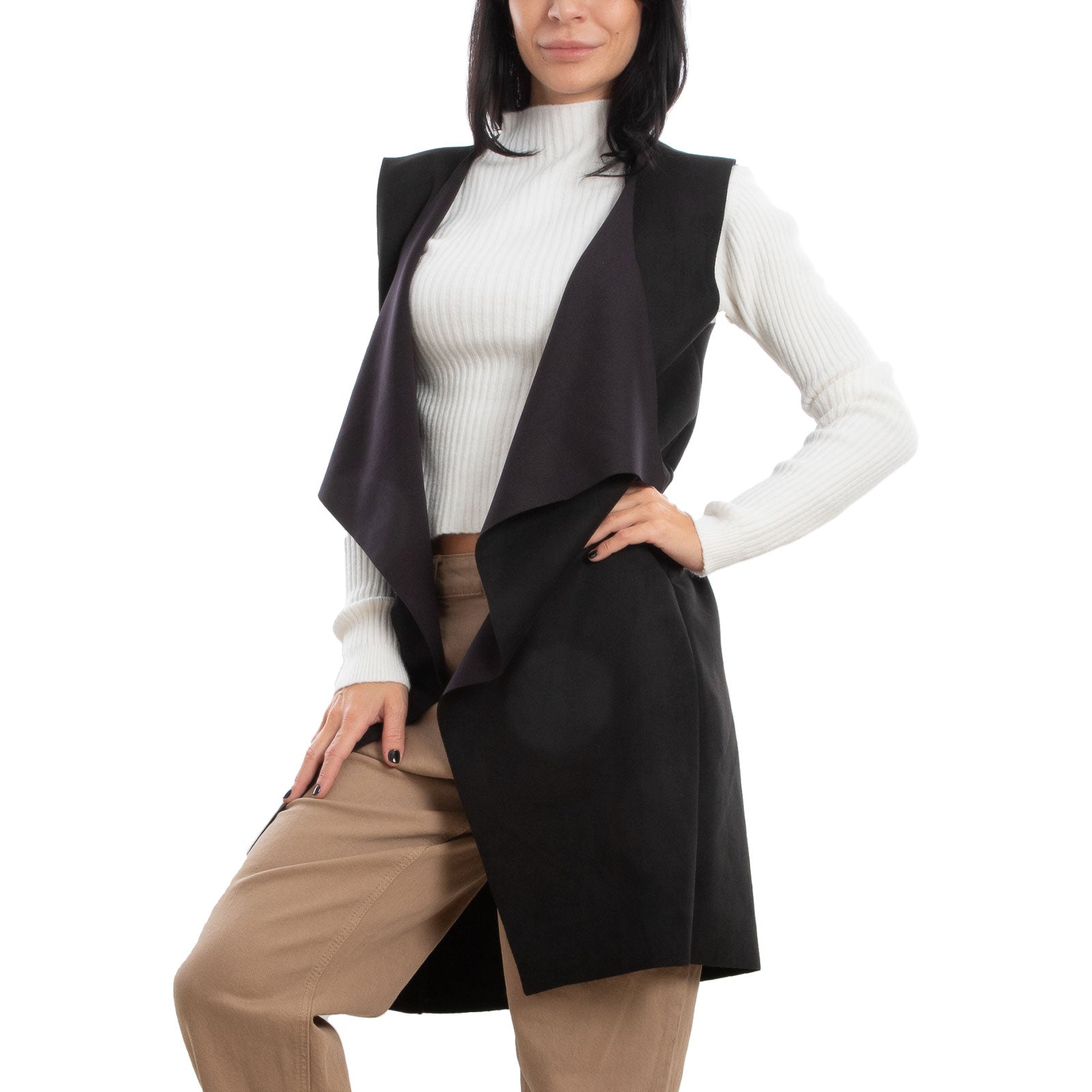 immagine-3-toocool-gilet-lungo-donna-scamosciato-smanicato-vi-3601