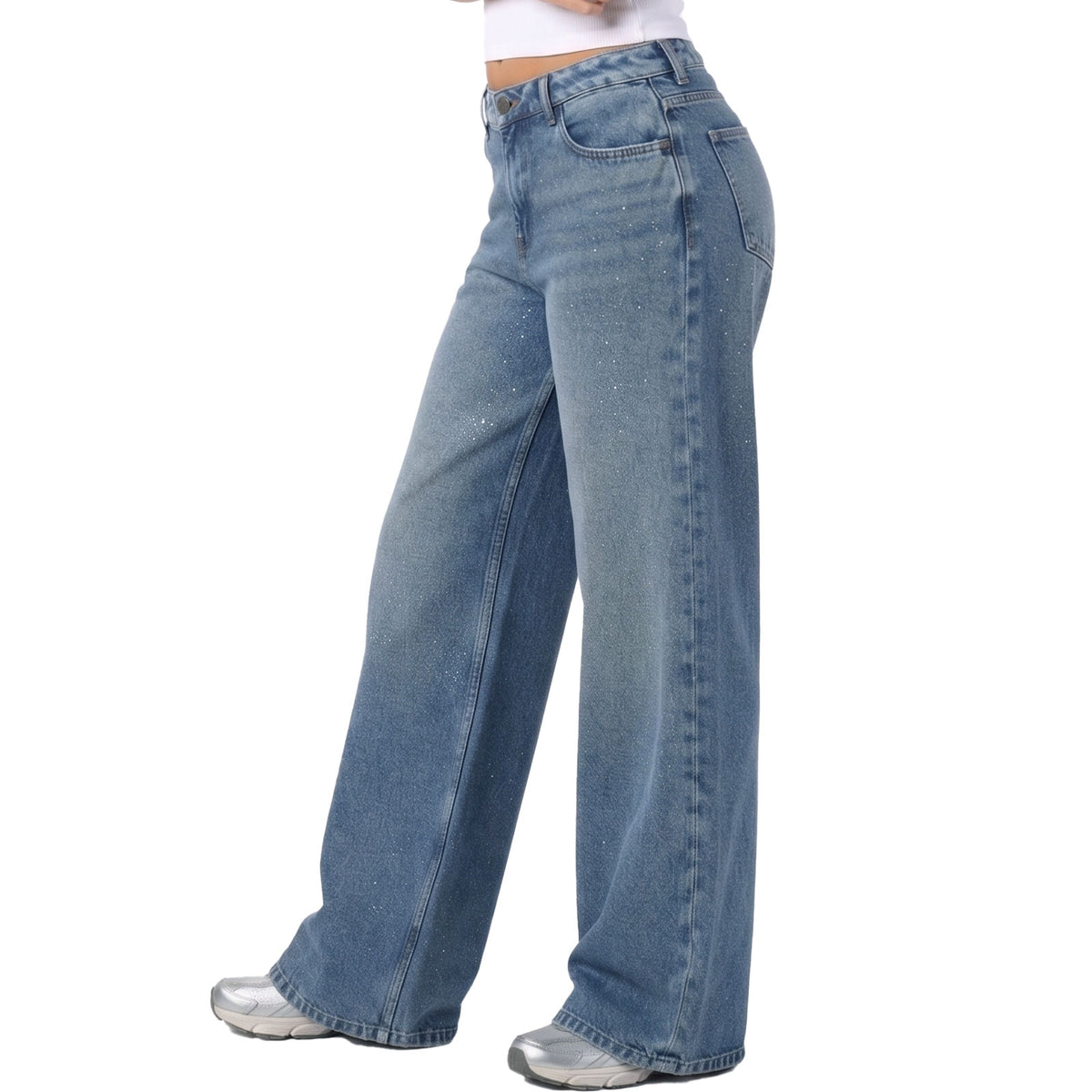 toocool jeans baggy donna ampi con glitter argento toocool tf8039 blu 42