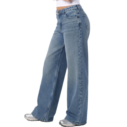 toocool jeans baggy donna ampi con glitter argento toocool tf8039 blu 42