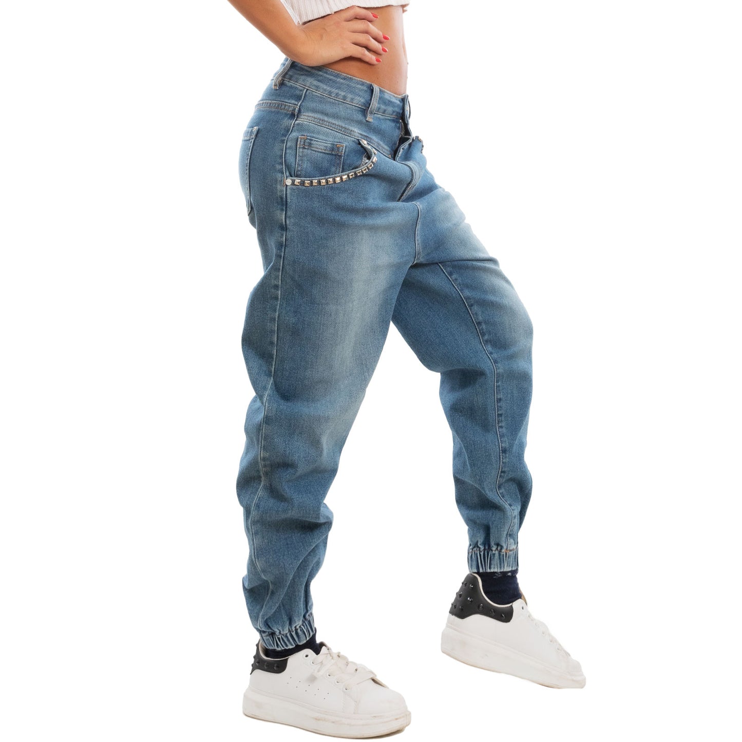 toocool jeans donna cavallo basso harem pantaloni strass rm2306