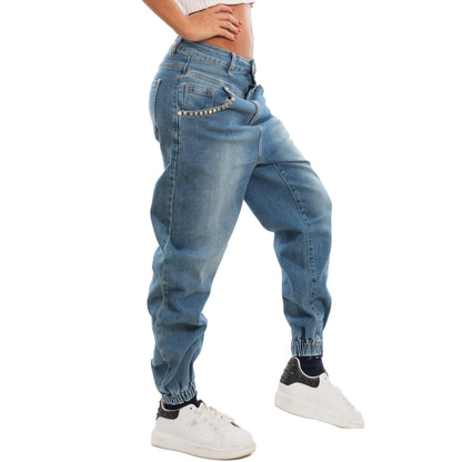 toocool jeans donna cavallo basso harem pantaloni strass rm2306
