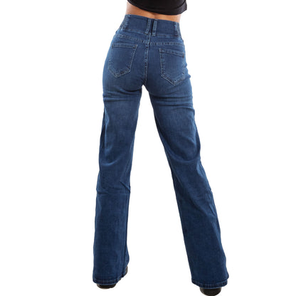 toocool jeans donna pantaloni denim vita alta palazzo bootcut elasticizzati toocool cy 1696 blu xs