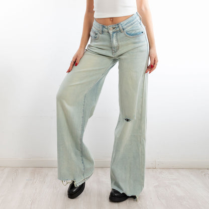 toocool jeans donna pantaloni strappati palazzo casual baggy dt126a