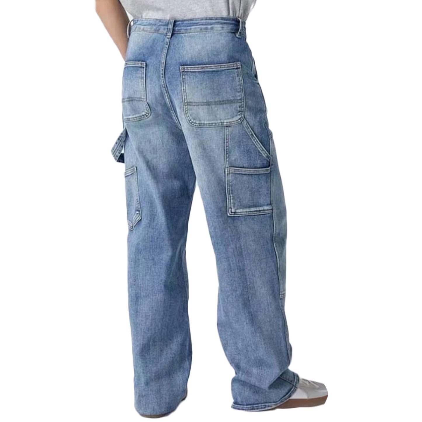 toocool jeans uomo pantaloni carpenter baggy lavaggio chiaro tasconi worker relaxed cargo basic toocool y528 blu 42