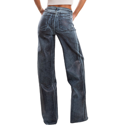 immagine-3-toocool-jeans-vita-alta-palazzo-tessuto-spalmato-rm2308