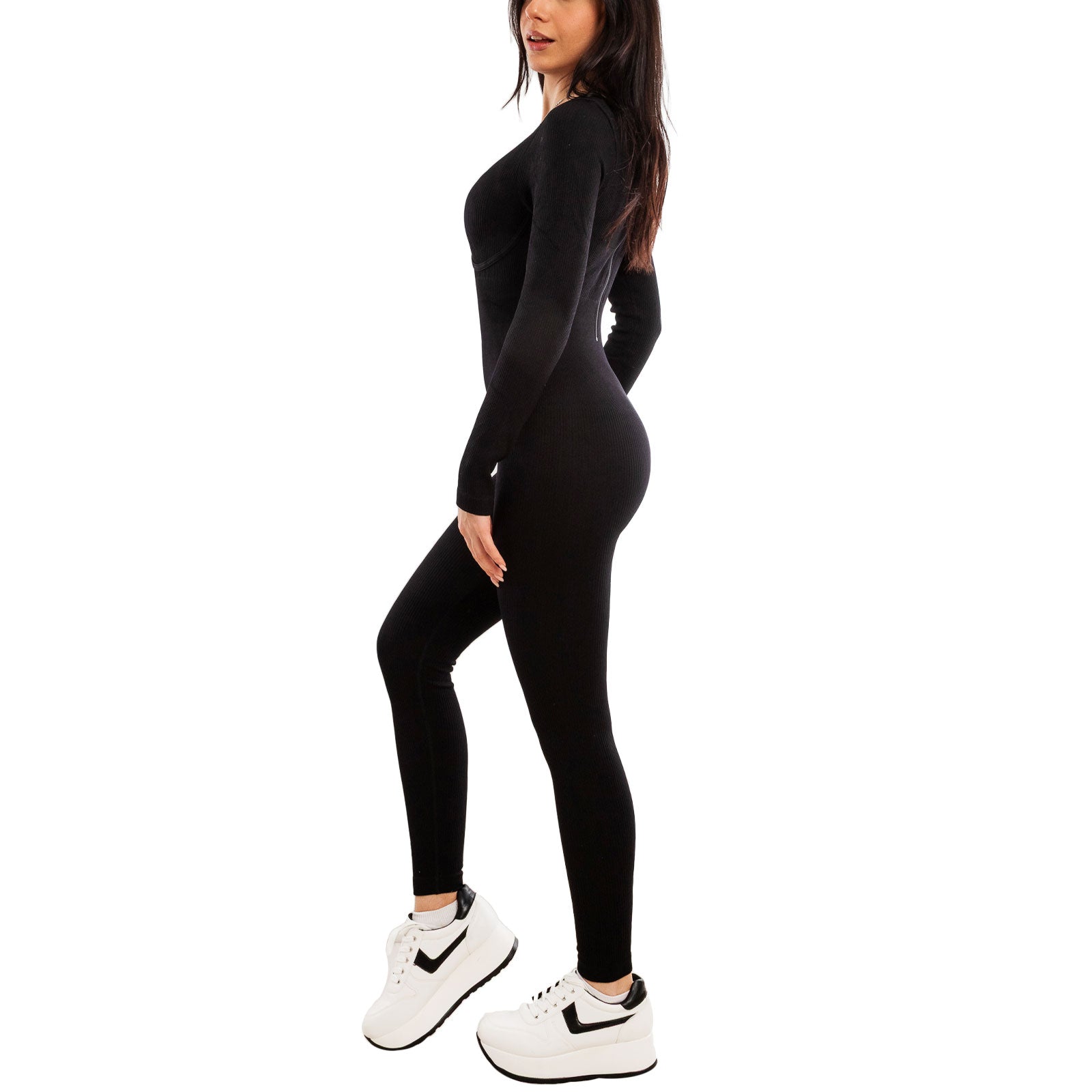toocool jumpsuit overall sportiva donna aderente tuta intera yoga fitness push up elasticizzata palestra pilates toocool s90019 nero sm