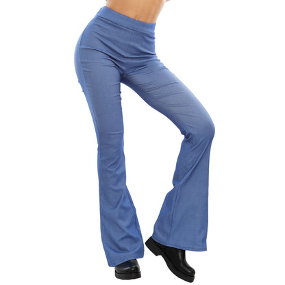 toocool leggings donna elasticizzati effetto jeans pantaloni zampa elefante campana flare toocool ms 3715 blu s