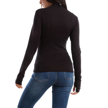 toocool maglia donna blusa maniche lunghe foro per pollice vi 5255