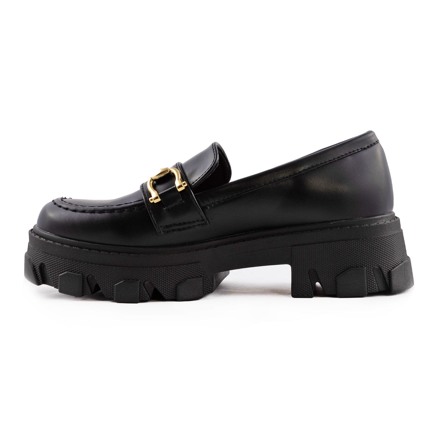 toocool mocassini donna platform con suola carrarmato scarpe penny loafer in similpelle lucida con morsetto dorato q1032