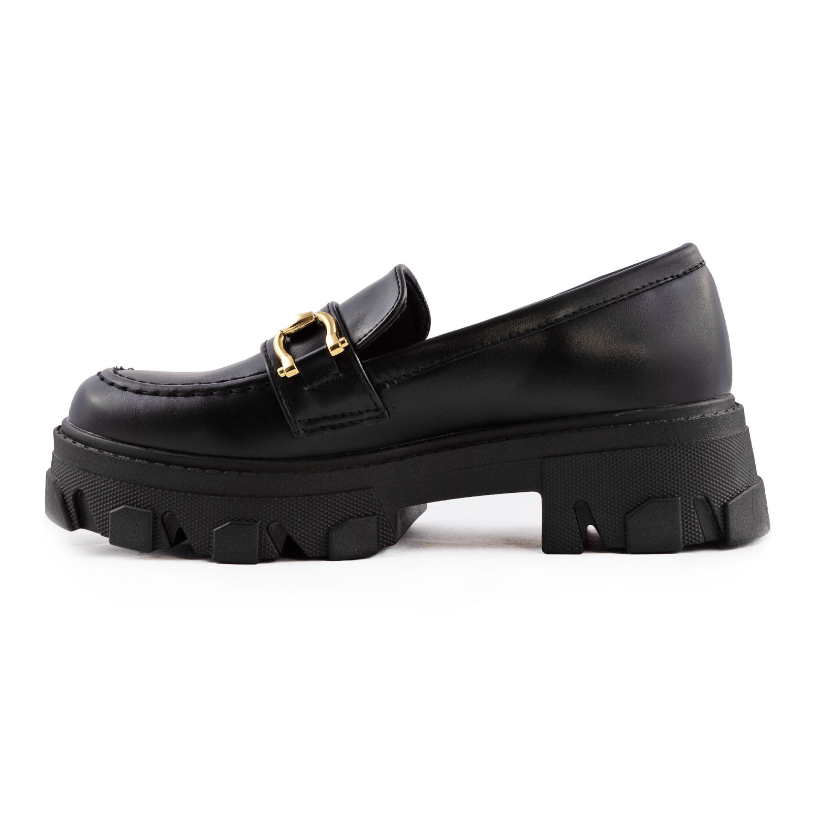 toocool mocassini donna platform con suola carrarmato scarpe penny loafer in similpelle lucida con morsetto dorato q1032