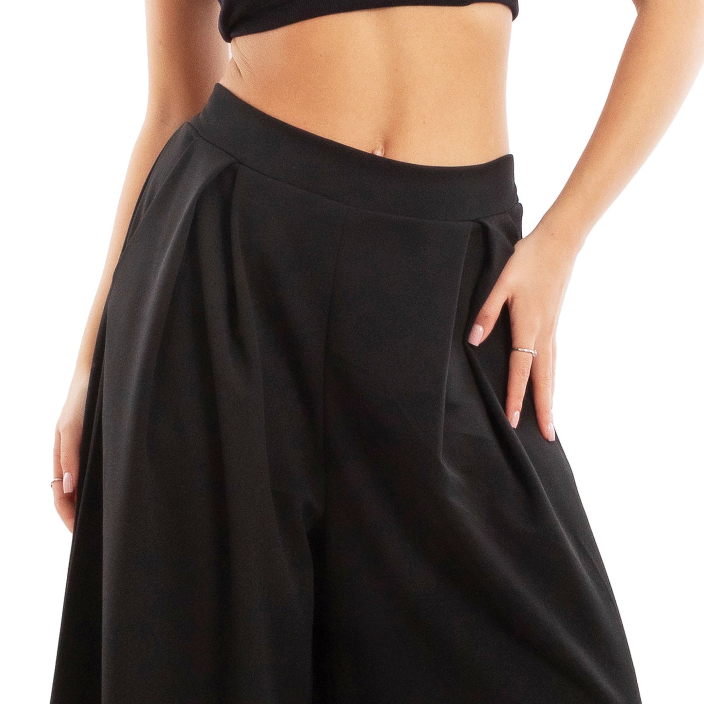 toocool pantaloni donna palazzo pinces eleganti ampi larghi con tasche toocool ms 6934 nero sl