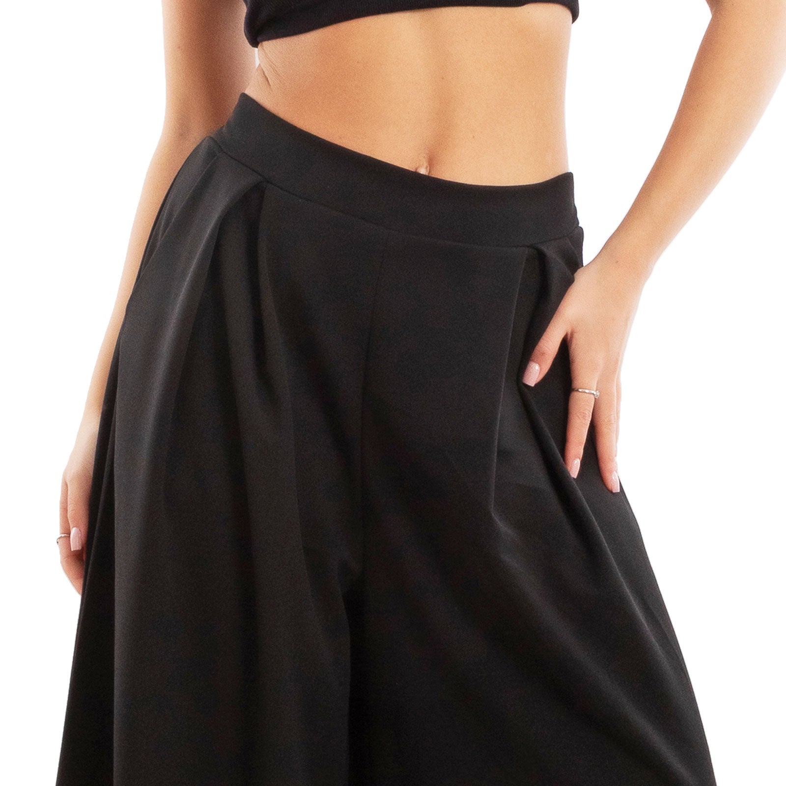 toocool pantaloni donna palazzo pinces eleganti ampi larghi con tasche toocool ms 6934 nero sl