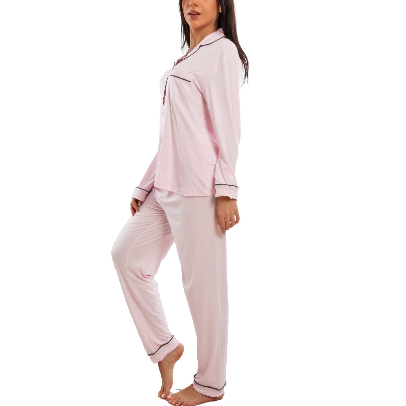 toocool pigiama donna due pezzi microfibra set loungewear maglia maniche lunghe pantaloni lunghi classico toocool m467 rosa xl