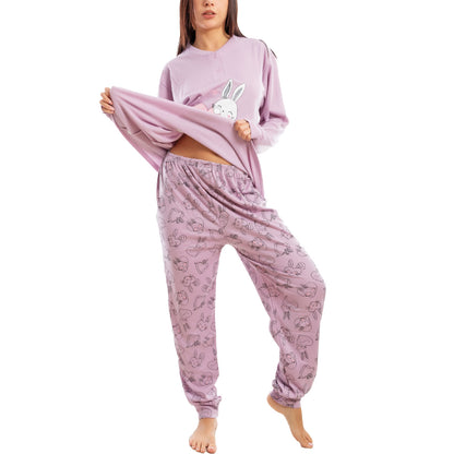 toocool pigiama donna felpato invernale coniglietti caldo c3101