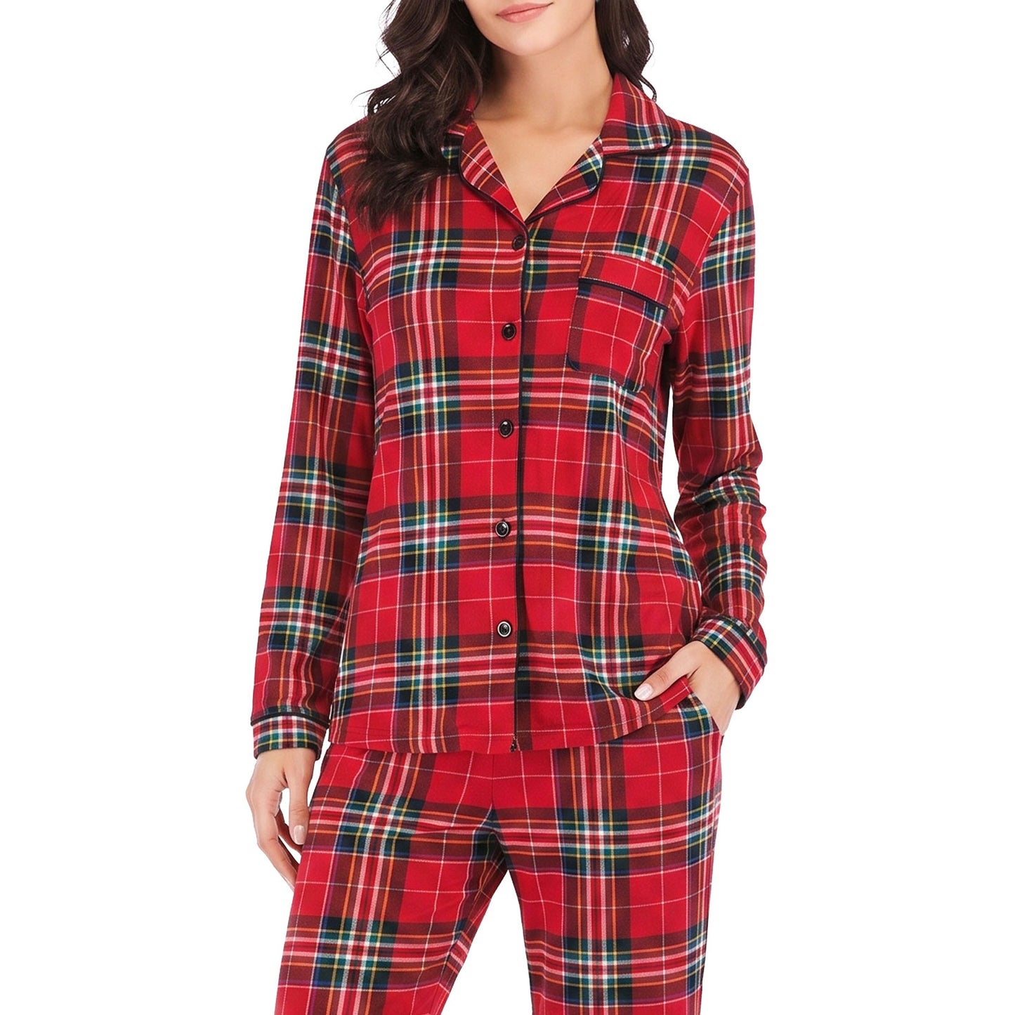toocool pigiama donna felpato scozzese invernale due pezzi toocool f1391 rosso m