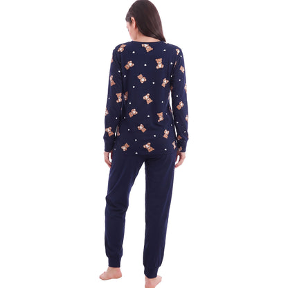 toocool pigiama donna leggero manica lunga pantaloni orsetti toocool k04 blu l