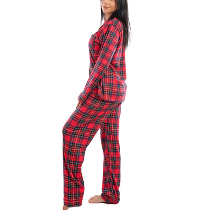 toocool pigiama donna scozzese rosso manica lunga invernale natalizio plaid completo toocool d3103 rosso m