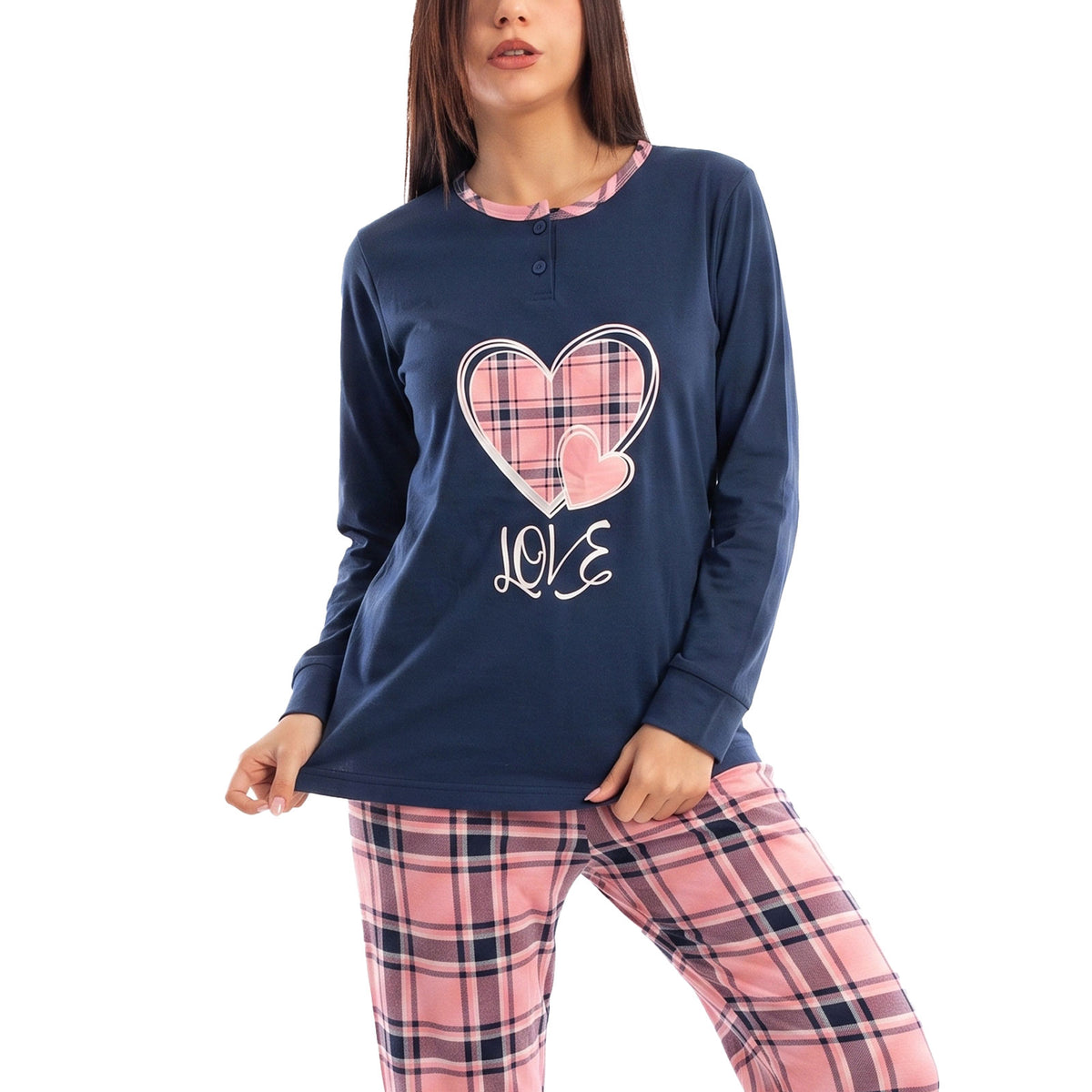 toocool pigiama felpato da donna caldo invernale scozzese toocool q1036 blu s