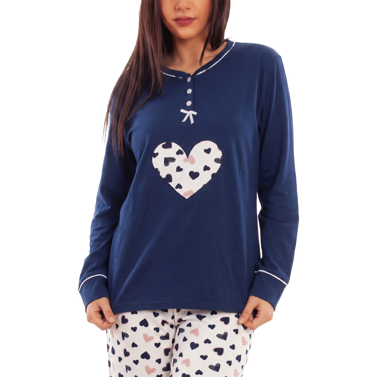 toocool pigiama felpato donna manica lunga caldo invernale cuori toocool q2225 blu m
