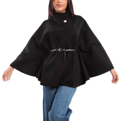 toocool poncho elegante da donna con cintura regolabile in vita mantella morbida vi 5192