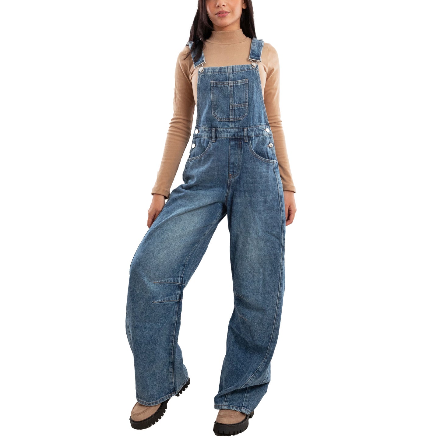 toocool salopette donna jeans overall pantaloni baggy banana denim loose fit toocool f32258 blu xs