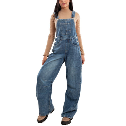 toocool salopette donna jeans overall pantaloni baggy banana denim loose fit toocool f32258 blu xs