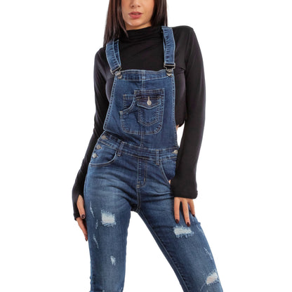 toocool salopette jeans donna overall tuta intera jumpsuit pantaloni tagli aderente denim toocool sa421 blu xs