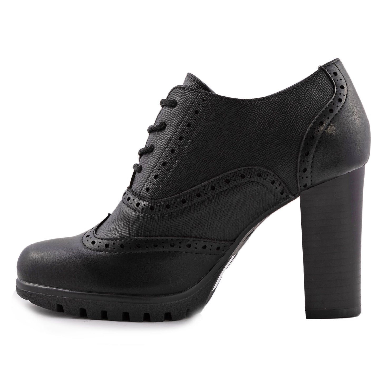 toocool scarpe donna francesine parigine stringate tacco grosso ch2183