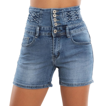 toocool shorts jeans donna pantaloncini vita alta strass cinque tasche denim slim fit toocool se 6922 blu xl