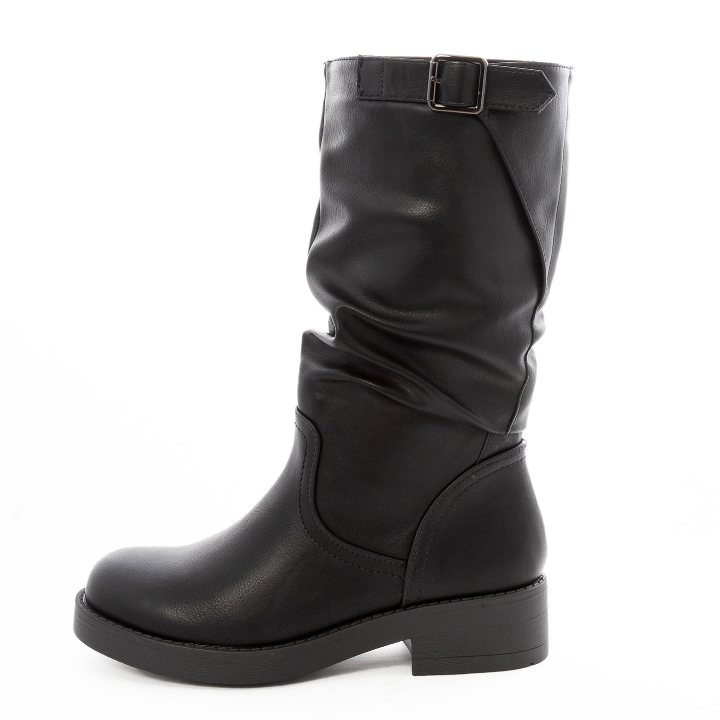 toocool stivali donna al polpaccio arricciati stivaletti bassi morbidi con fibbia decorativa zip laterale toocool yl226 nero 36