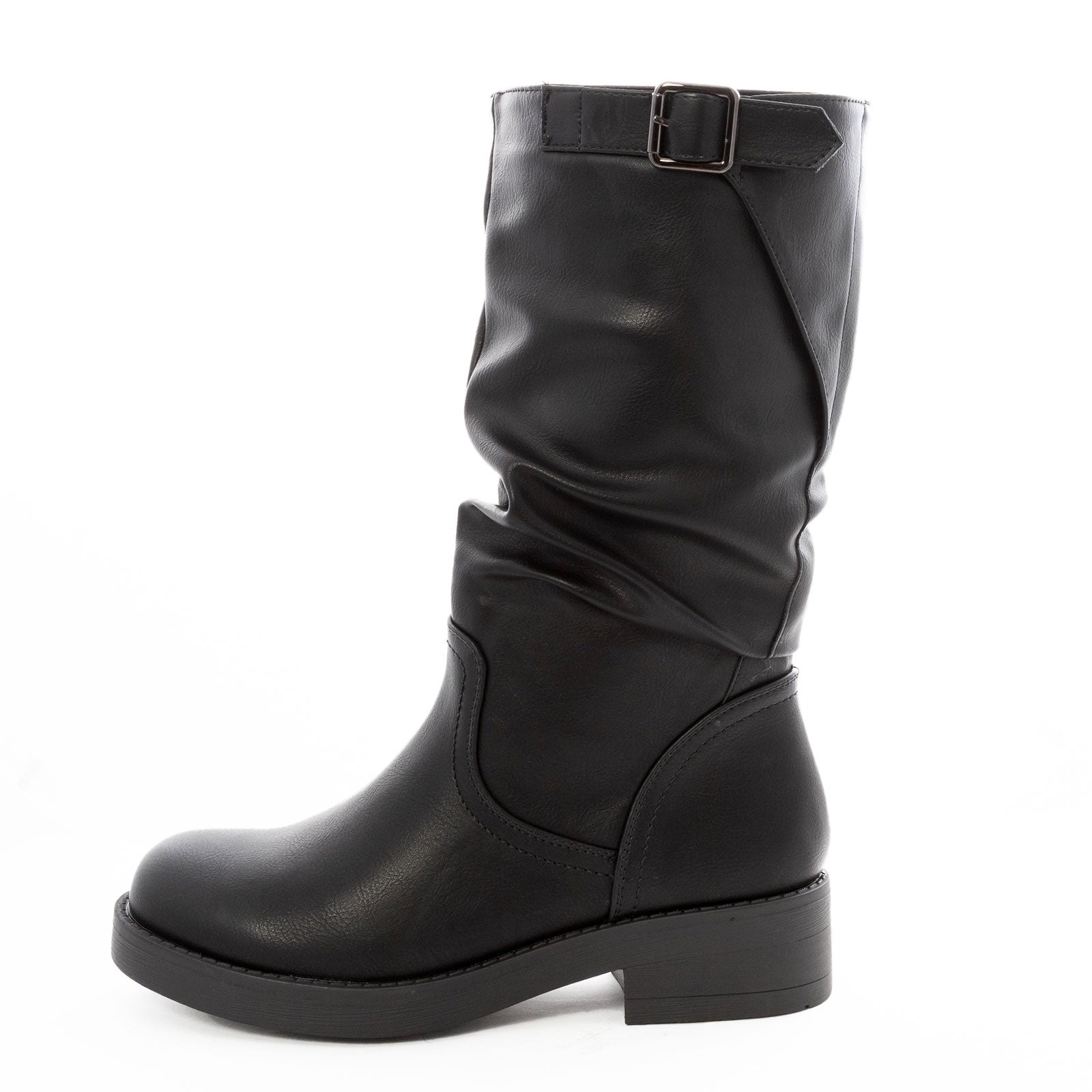 toocool stivali donna al polpaccio arricciati stivaletti bassi morbidi con fibbia decorativa zip laterale toocool yl226 nero 36