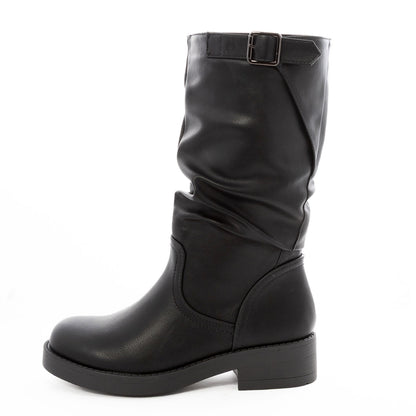 toocool stivali donna al polpaccio arricciati stivaletti bassi morbidi con fibbia decorativa zip laterale toocool yl226 nero 36