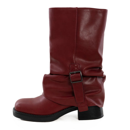 toocool stivali donna biker bassi motociclista polpaccio fibbie scarpe casual ga035