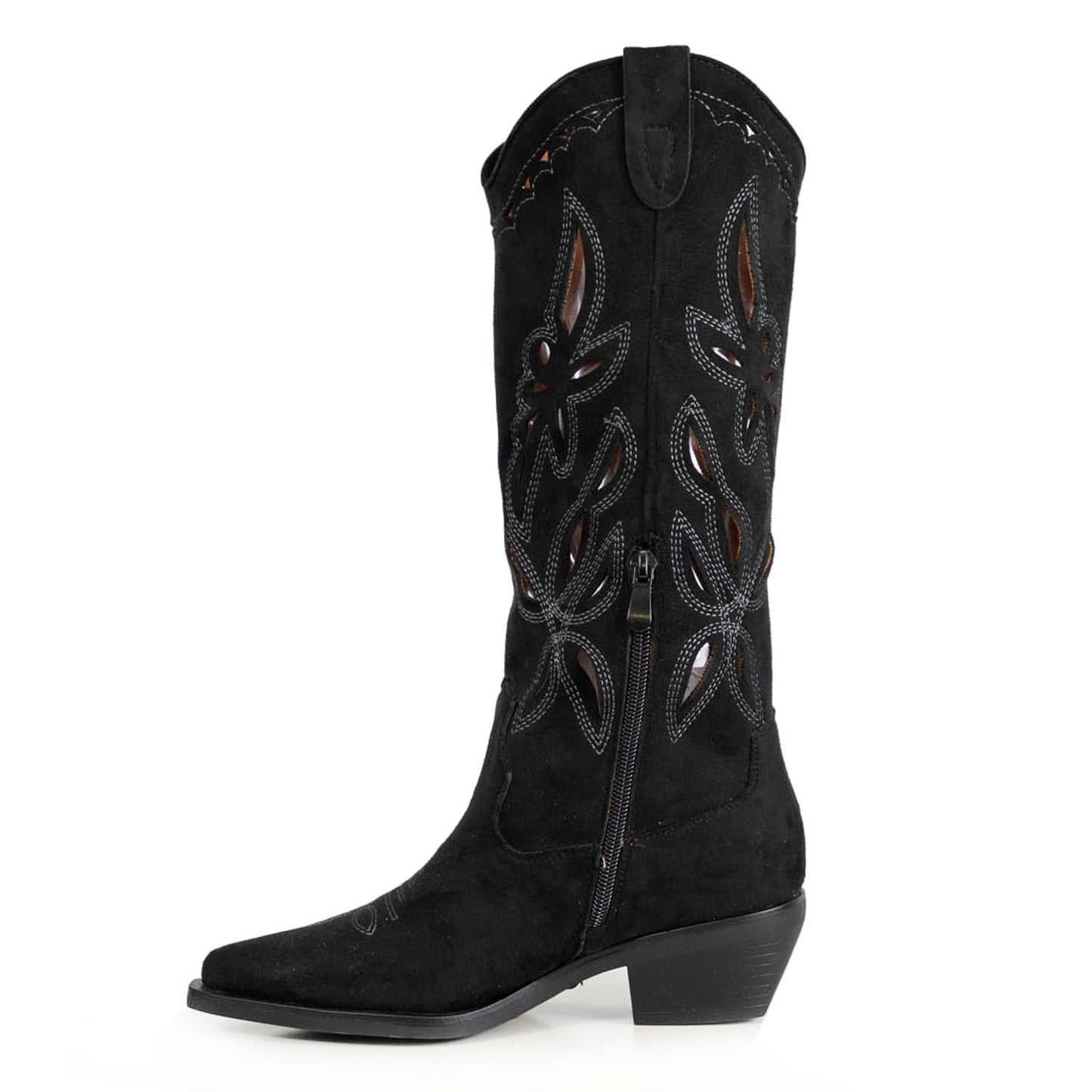 toocool stivali texani al ginocchio con ricami e intagli traforati camoscio sintetico stile boho chic country toocool mp746 3 nero 36