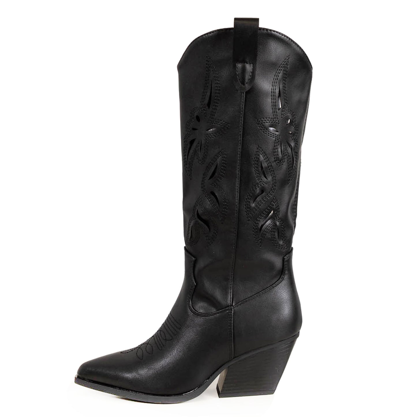 toocool stivali texani al ginocchio estivi e autunnali con ricami e intagli traforati punta allungata stile boho chic country toocool g720 nero 36