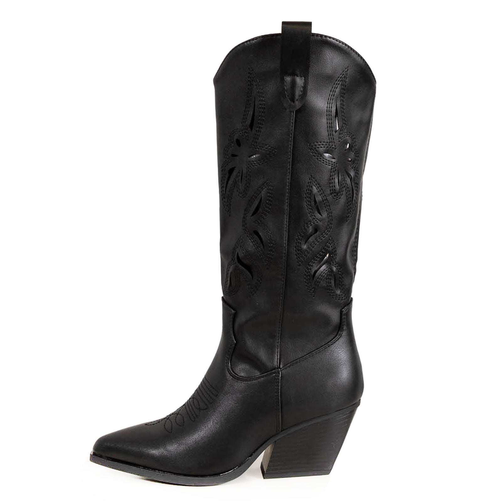 toocool stivali texani al ginocchio estivi e autunnali con ricami e intagli traforati punta allungata stile boho chic country toocool g720 nero 36