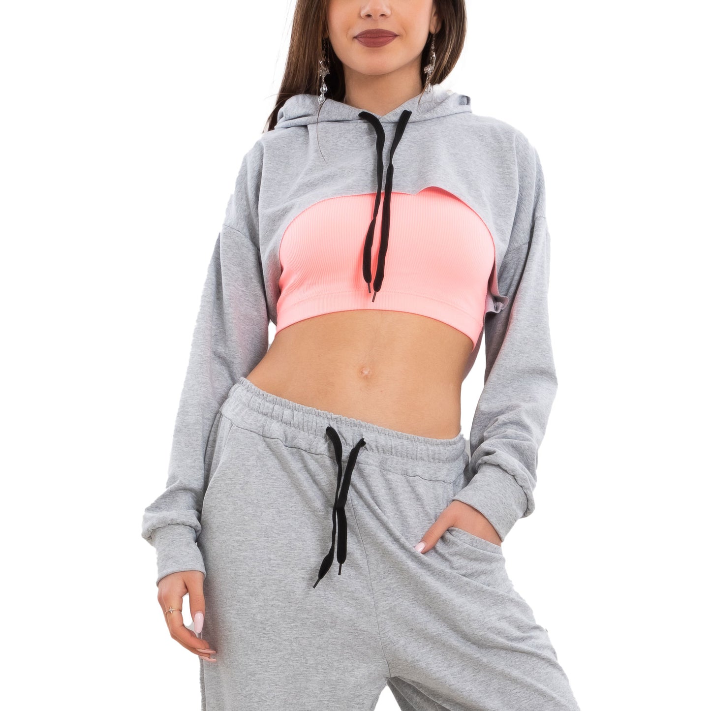 toocool tuta donna completo fitness sport vi 3249 grigio sm