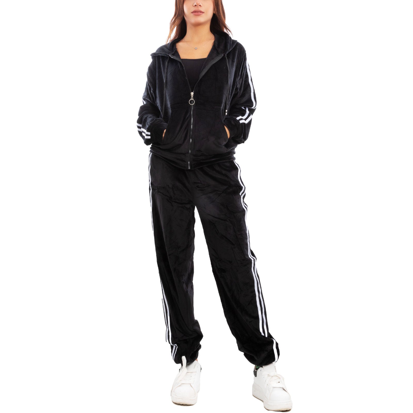 E.FEMME Tuta Da Donna In Velluto, Modello Hannah, Con Zip E Tasche, Comoda Per Il Tempo Libero E Il Relax, Prodotta In UE