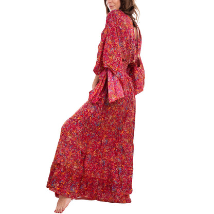 toocool vestito lungo donna abito boho chic fantasia etnica toocool rk 2021 rosso sl