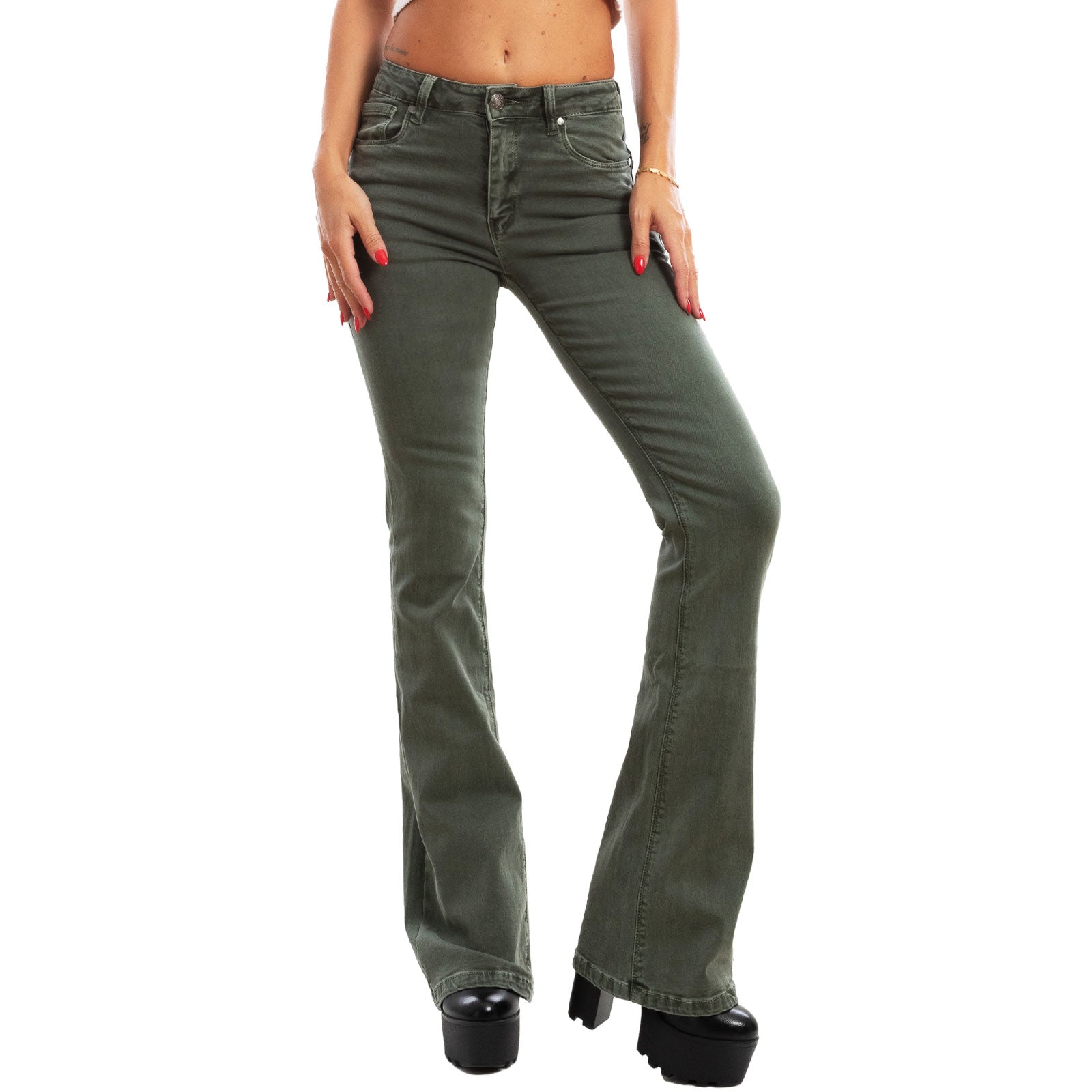 toocool jeans donna pantaloni zampa vita media push upfx1216
