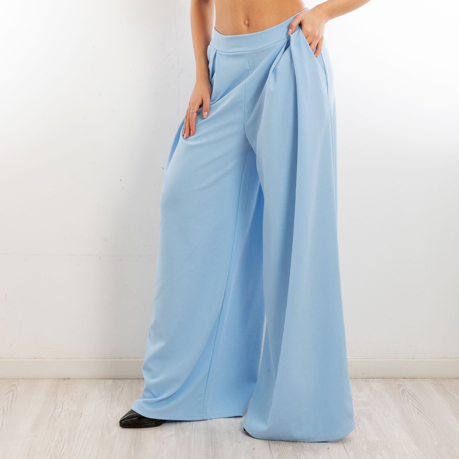 toocool pantaloni donna palazzo pinces eleganti ampi larghi con tasche toocool ms 6934 nero sl