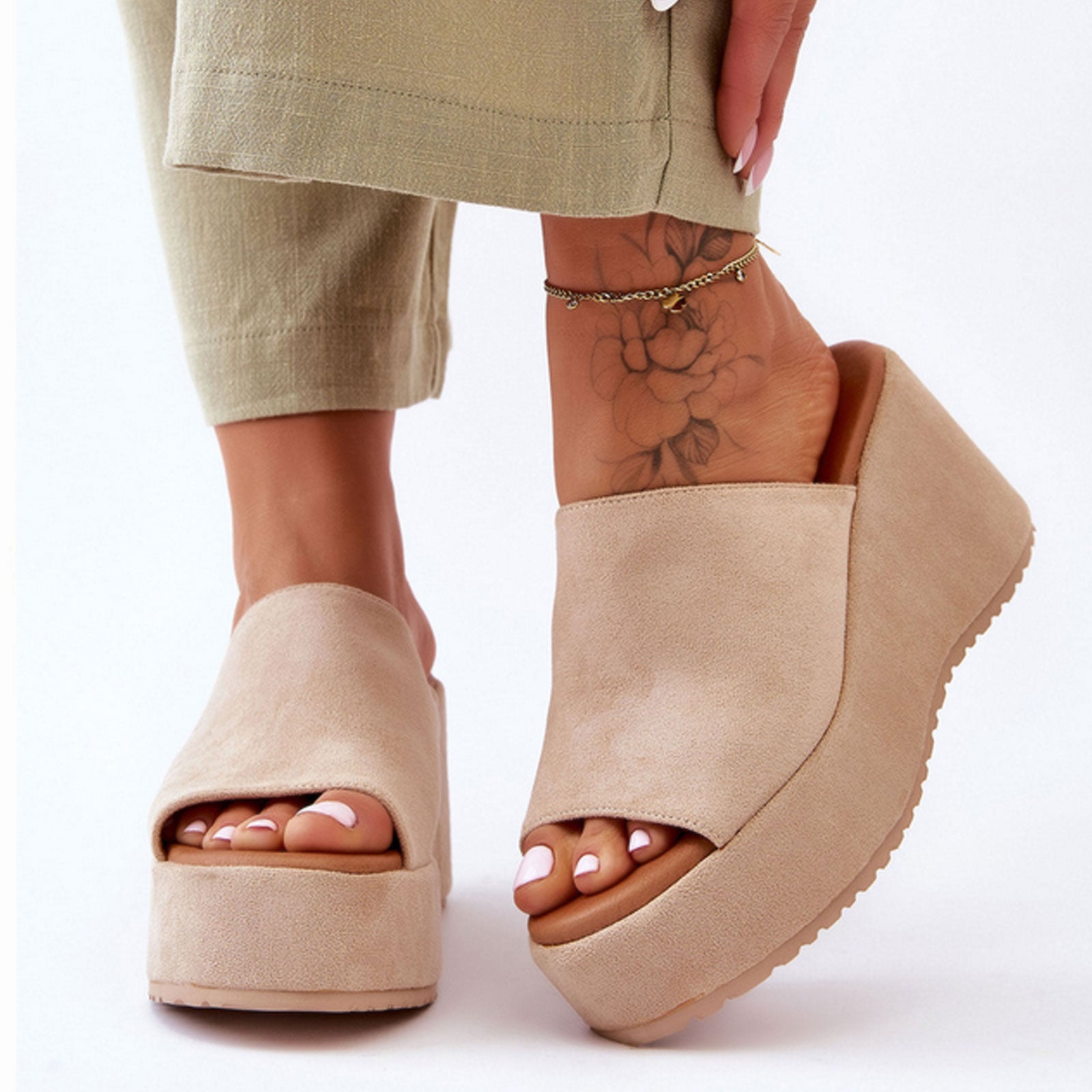 toocool sabot donna sandali scamosciati zeppa flatform hd055 181