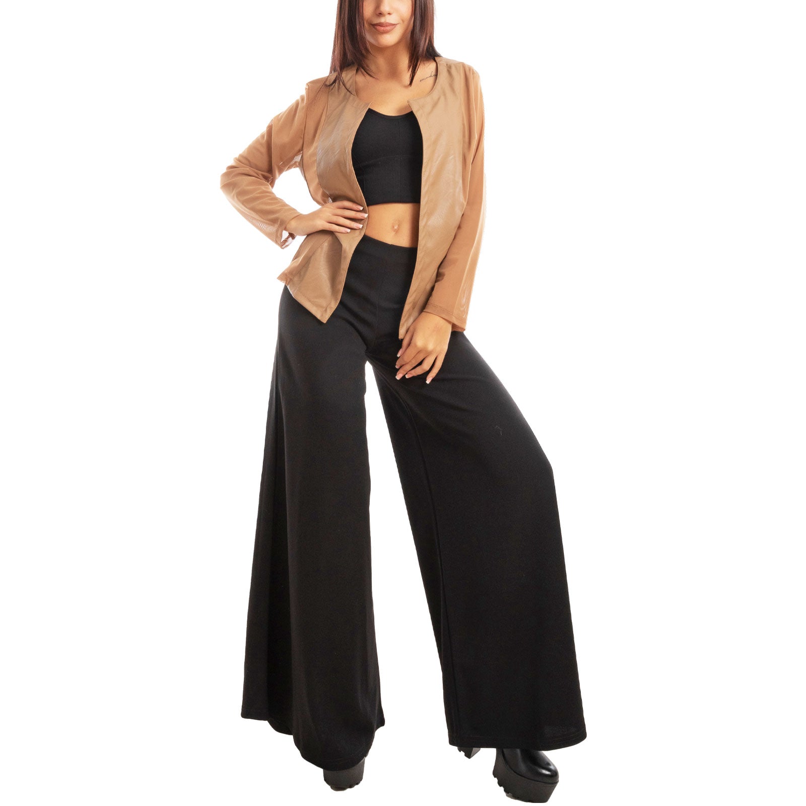 toocool giacca pelle sintetica donna velata elegante g987