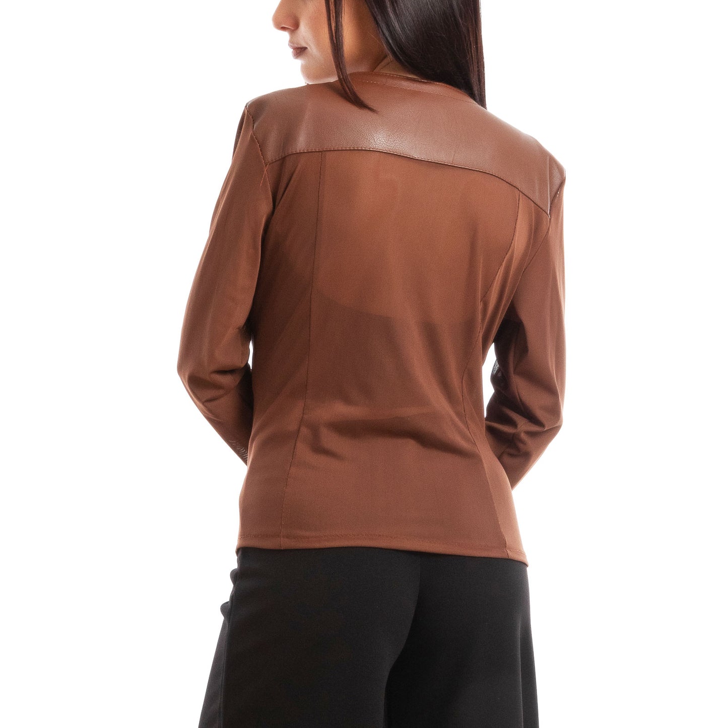 toocool giacca pelle sintetica donna velata elegante g987